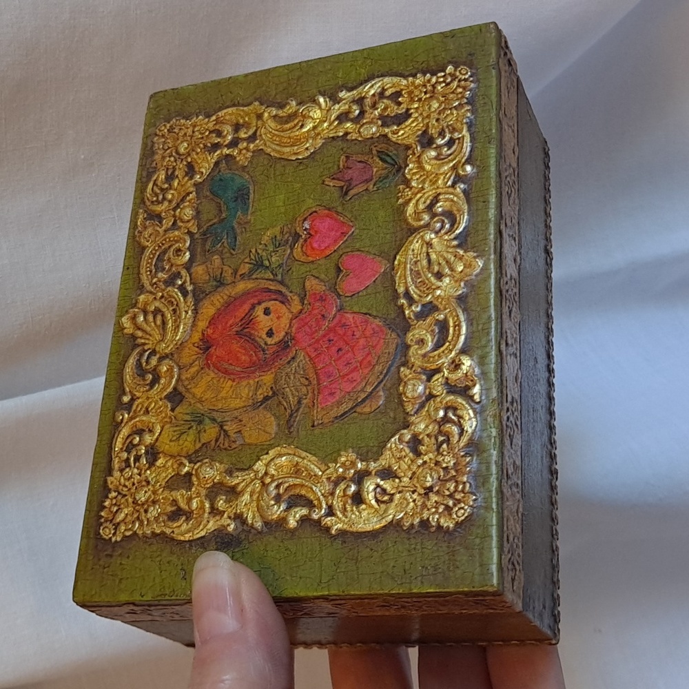 Vintage Decopoage Wood Box